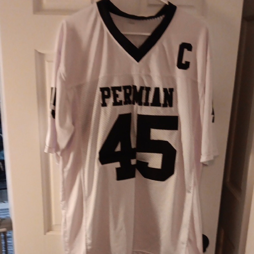Permian White and Black Athletic Jersey with Captain Patch